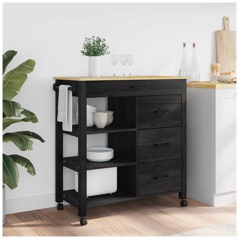 Carrello da Cucina MONZA Nero 84 x 40 x 88,5 cm - Foto 2