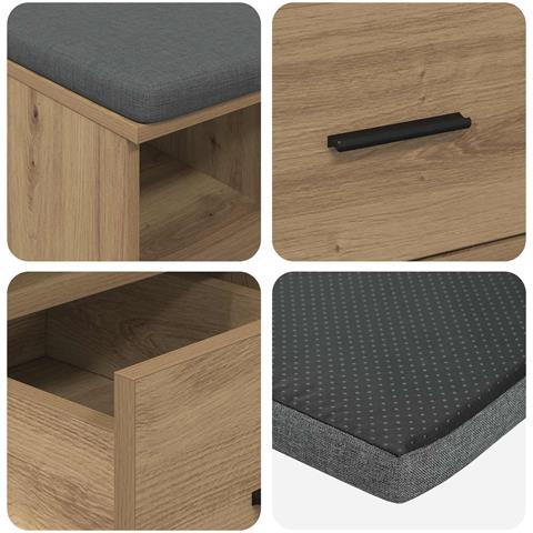 Panca per ingresso Rovere Artigianale 60 x 38 x 46 cm - Foto 9