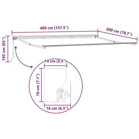 Tenda retrattile manuale Antracite e Bianco 4 x 2 m - Foto 9
