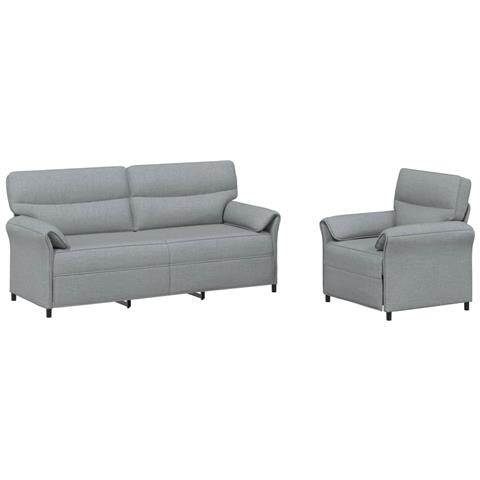 Set di divani 2 pz Grigio Chiaro Tessuto - Foto 1