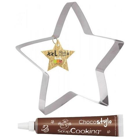 Tagliabiscotti Xxl In Acciaio Inox Stella + Penna Alimentare Al Cioccolato - Foto 2