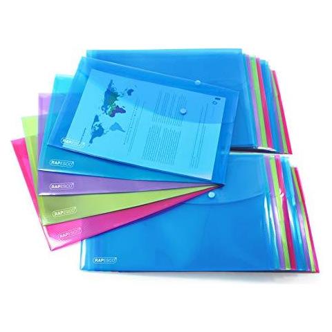 1494 A4 Foolscap Vivida Trasparente Popper Portafoglio - Colori Assortiti - Confezione Da 20 - Foto 1