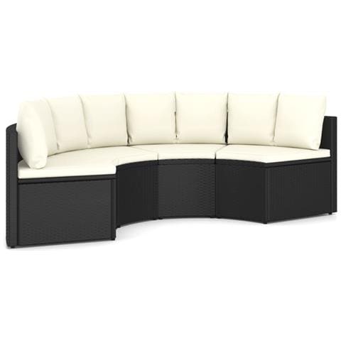 Set Divani da Giardino 4 pz con Cuscini in Polyrattan Nero - Foto 1