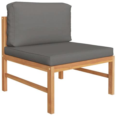 Set Divani Da Giardino 4pz Cuscini Grigi Legno Massello Di Teak - Foto 2