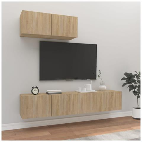 Set Di Mobili Porta Tv 3 Pz Rovere Sonoma In Legno Multistrato - Foto 6