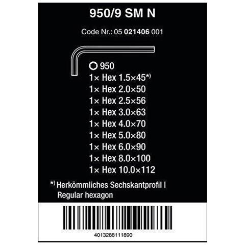 Set di Chiavi Esagonali a L Metrico 9 pz - Foto 1