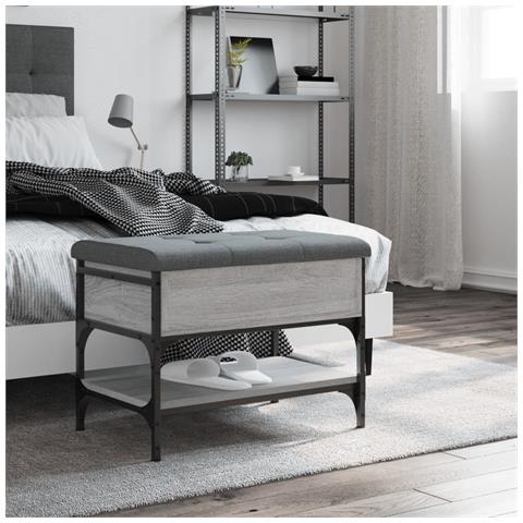 Panca Porta Scarpe Grigio Sonoma 62x42x45 Cm Legno Multistrato - Foto 3