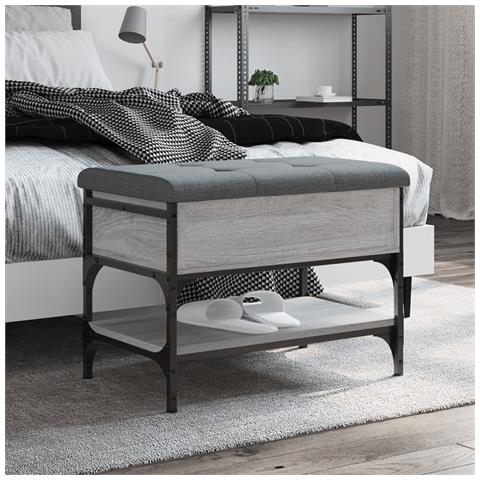 Panca Porta Scarpe Grigio Sonoma 62x42x45 Cm Legno Multistrato - Foto 1