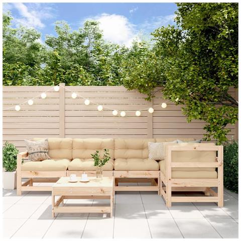 Set Salotto Da Giardino 6 Pz In Legno Massello Di Pino - Foto 1