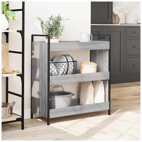Carrello Da Cucina Grigio Sonoma 70x30x82 Cm Legno Multistrato - Foto 3