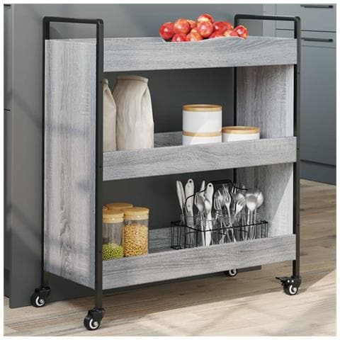Carrello Da Cucina Grigio Sonoma 70x30x82 Cm Legno Multistrato - Foto 1