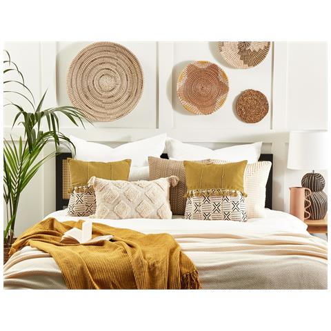 Cuscino Decorativo Woodi Cotone 45 X 45 Cm Geometrico Stampa A Blocchi Giallo - Foto 1