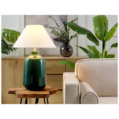 Lampada Da Tavolo Careta Ceramica Verde Scuro - Foto 1