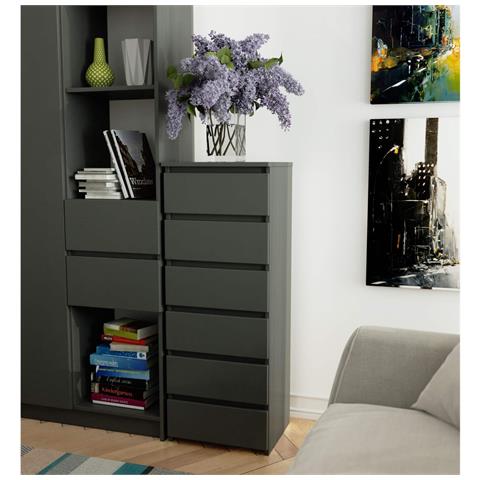 Cassettiera CL6, 6 cassetti, 40x35x109 cm, Colore Grigio Grafite - Foto 5