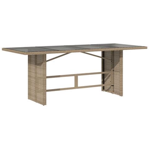 Tavolo Da Giardino Con Piano Vetro Beige 190x80x74cm Polyrattan - Foto 2