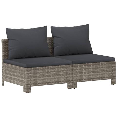Divano Da Giardino A 2 Posti Con Cuscini In Polyrattan Grigio - Foto 1