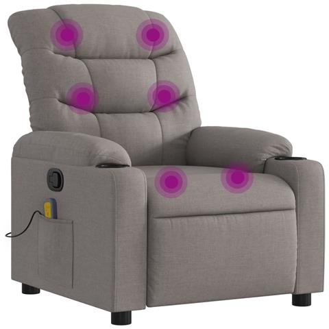 Poltrona Massaggiante Reclinabile Tortora In Tessuto - Foto 1