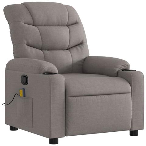 Poltrona Massaggiante Reclinabile Tortora In Tessuto - Foto 2