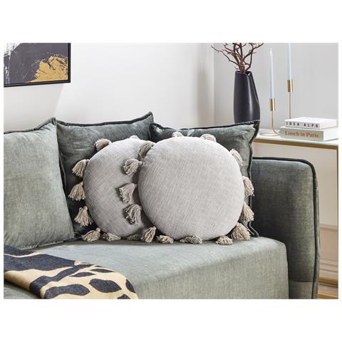 Set Di 2 Cuscini Madia Cotone 45 X 45 Cm Grigio Tinta Unita - Foto 1