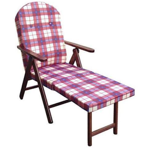 Poltrona Relax Da Interno In Legno Regolabile In 4 Posizioni Con Cuscino E Prolunga Poggiapiedi Padova - Red - Foto 1