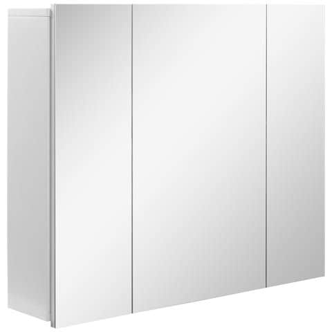 Armadietto Bagno Con 3 Ante Specchiate E Ripiani Regolabili, 70x15x60cm, Bianco - Foto 1