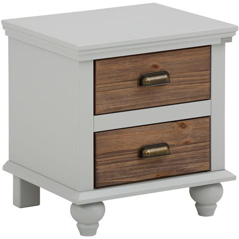 Hanna Comodino Con 2 Cassetti In Mdf Grigio E Pennello Natura - Foto 1