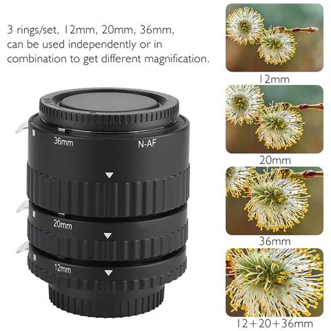Set Di Tubi Di Prolunga Macro Con Messa A Fuoco Automatica, Anello Adattatore Per Tubo Di Prolunga Macro Con Messa A Fuoco Automatica Da 12 Mm, 20 Mm E 36 Mm Per Nikon Black - Foto 2