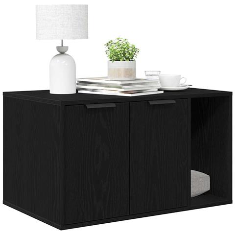 Recinto Lettiera per Gatti Rovere Nero 80x50x45 cm Truciolato - Foto 2