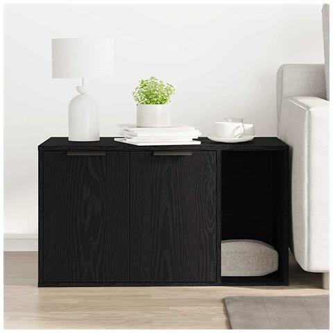 Recinto Lettiera per Gatti Rovere Nero 80x50x45 cm Truciolato - Foto 9