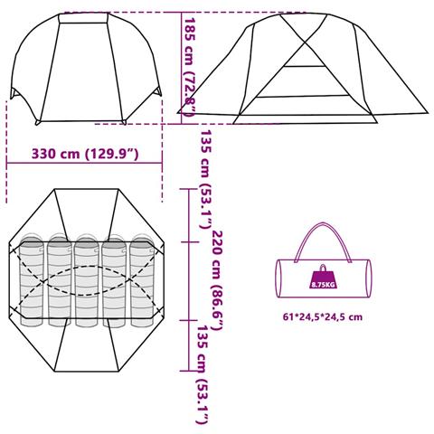 Tenda da Pesca per 5 Persone Mimetica Impermeabile - Foto 9