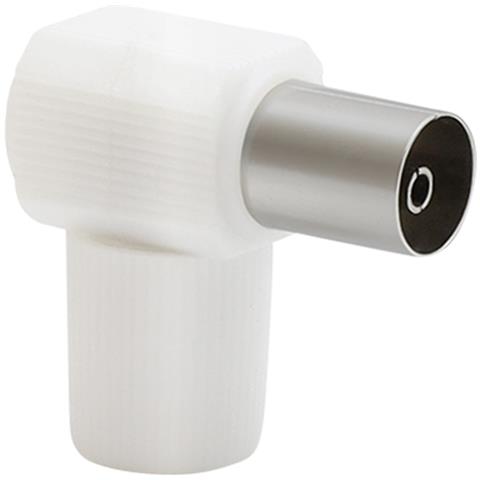 Spina Tv Coassiale 9,52 Mm Angolata Femmina Senza Interferenze, Bianco - Foto 1