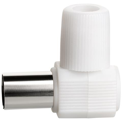 Spina Tv Coassiale 9,52 Mm Angolata Femmina Senza Interferenze, Bianco - Foto 2