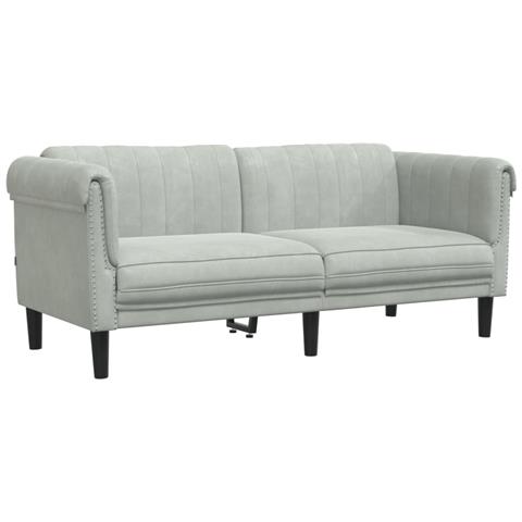 Divano A 2 Posti Grigio Chiaro In Velluto - Foto 2