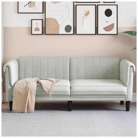 Divano A 2 Posti Grigio Chiaro In Velluto - Foto 1