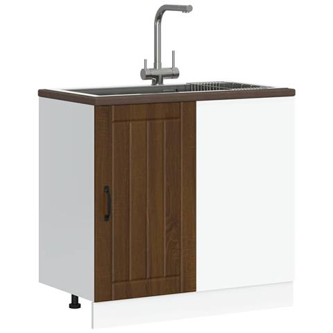 Mobile Base Lavello Lucca Rovere Marrone In Legno Multistrato - Foto 1