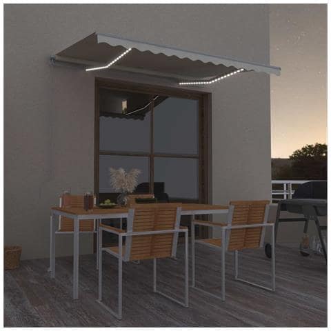 Tenda Da Sole Retrattile Manuale Con Led 300x250 Cm Crema - Foto 7