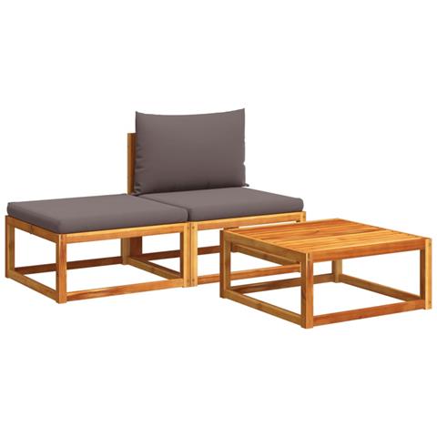 Lusso Casadino -  Set Di Divani Da Giardino 3 Pezzi Con Cuscini In Legno Di Acacia E Rattan - Foto 1