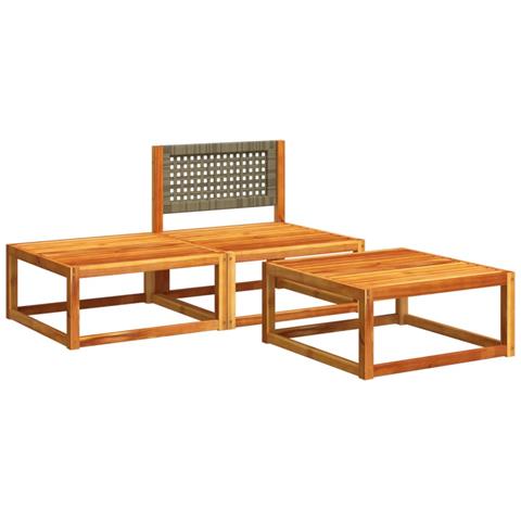 Lusso Casadino -  Set Di Divani Da Giardino 3 Pezzi Con Cuscini In Legno Di Acacia E Rattan - Foto 2