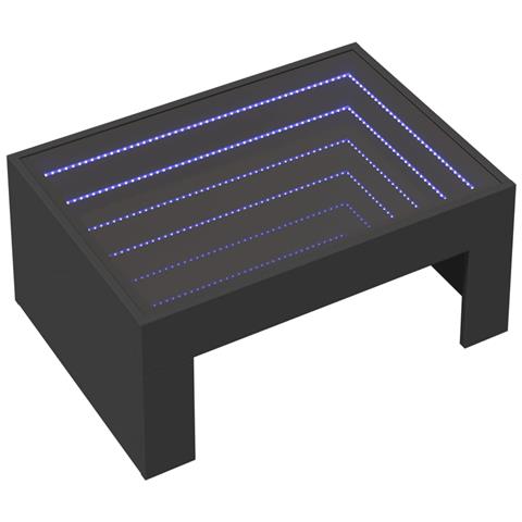 Lusso Casadino -  Tavolino Da Salotto Con Led Infinity Nero 70x50x30 Cm - Foto 2