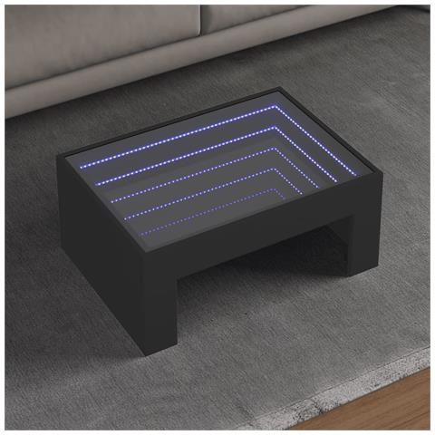 Lusso Casadino -  Tavolino Da Salotto Con Led Infinity Nero 70x50x30 Cm - Foto 8