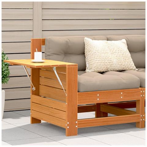 Lusso Casadino - Divano Giardino Senza Braccioli Con Cuscino Marrone Cera Pino - Foto 8