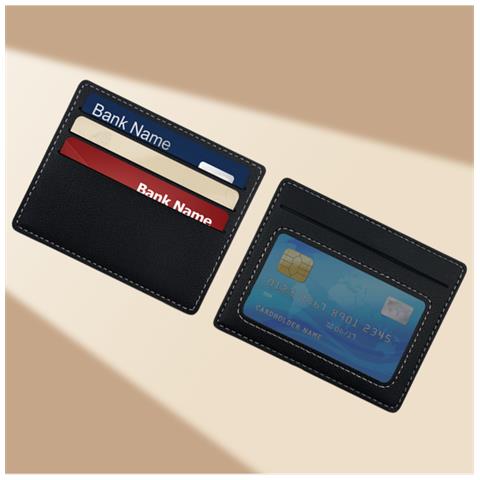 Elegante Porta Carte In Pelle Pu A Doppia Faccia Per 4 Carte Black - Foto 3