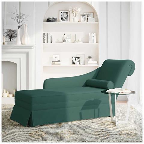 Sdraio con Capezzale e Bracciolo Destro Verde Scuro in Velluto - Foto 2