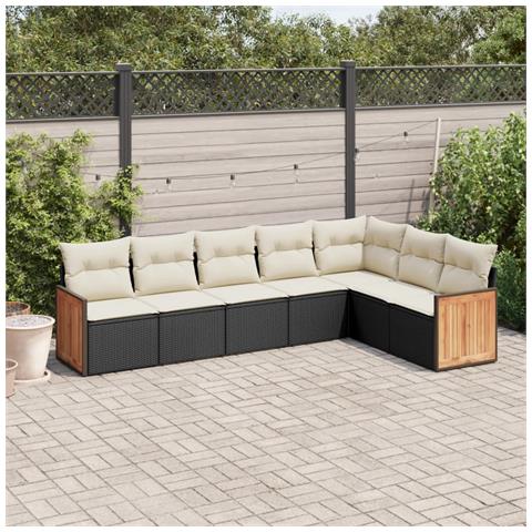 Set Divani da Giardino con Cuscini 7pz Nero Polyrattan - Foto 2