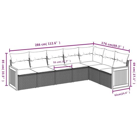 Set Divani da Giardino con Cuscini 7pz Nero Polyrattan - Foto 3