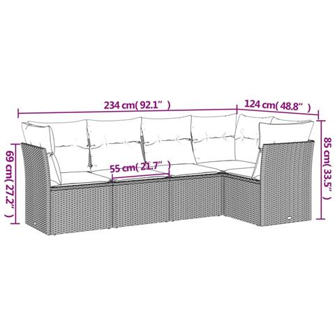 Set Divano da Giardino 5 pz con Cuscini Beige in Polyrattan - Foto 3