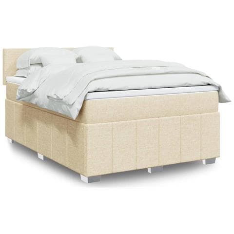 Giroletto a Molle con Materasso Crema 160x200 cm in Tessuto - Foto 2