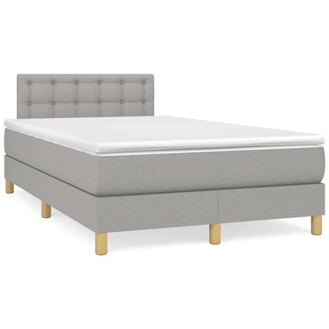 Letto a Molle Materasso e LED Grigio Chiaro 120x190 cm Tessuto - Foto 2