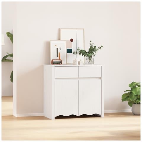 "Mobile da soggiorno ""DRAMMEN"" Bianco 79x43x75,5 cm Legno massello Pino" - Foto 2