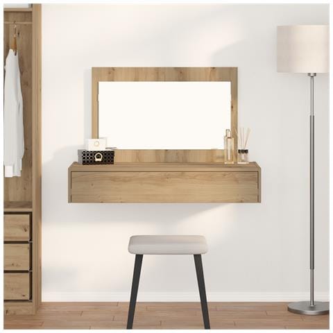 Tavolo da Toeletta Appeso al Muro Rovere Artigianale 100x40x70 cm - Foto 2